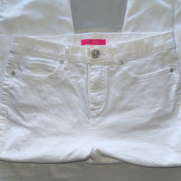 Lilly Pulitzer South Ocean High-Rise Skinny Jeans Resort White Double Raw Hem - Picture 7 of 15